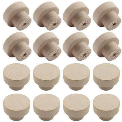Wood Cabinet Knobs, Flat Top Round, 35mm, 16Pcs - size: 35 mm