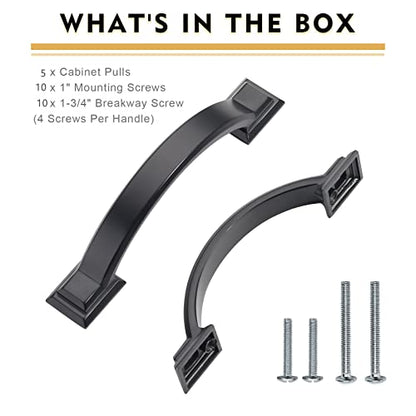 5 Pack 3 inch Cabinet Pulls Matte Black Cabinet Handles Drawer Pulls for Kitchen Cabinet Cupboard - color: Matte Black, size: 3 inch（76mm）, style: 5 Pack