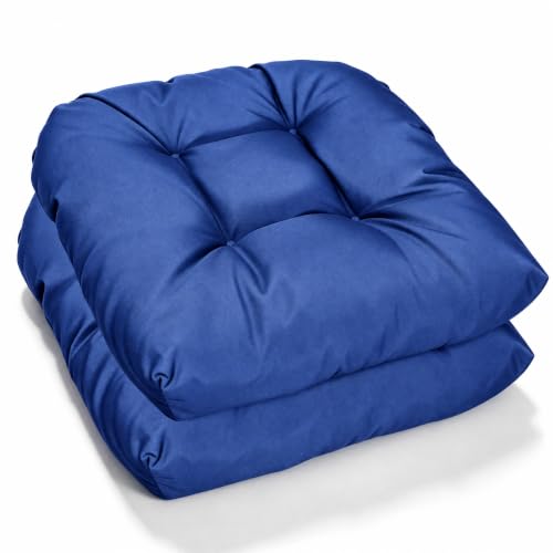 Outdoor Chair Cushions Set of 2 Patio Cushions 19x19x5”Waterproof &Fade Resistent Outdoor Cushion for Patio Furniture, Foam Filled Replacement Outdoors Seat Cushion for Dining Chairs, Navy Blue - color: Navy Blue