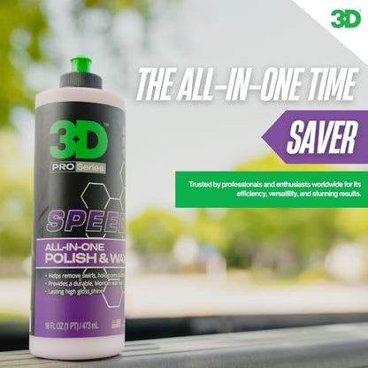 3D Speed All-In-One Polish & Wax – Scratch & Swirl Remover, Clear Coat Safe Paint Sealant – High Gloss Finish, Easy Application – 16oz – Made in USA - size: 16 Fl Oz (Pack of 1)