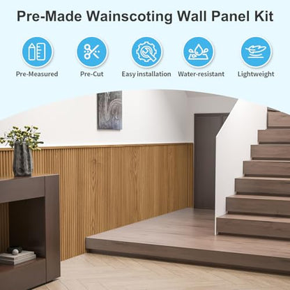 Art3d 79.3 x 40.7 Inch Beaded Wainscoting Wall Panel, 22.38 sq.ft, Teak - color: Teak, size: 79.3"x40.7"