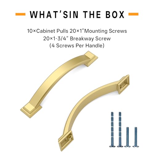 10 Pack 3.75 Inch Cabinet Handles Gold Cabinet Pulls - color: Gold, size: 3.75 inch（96mm）, style: 10 Pack