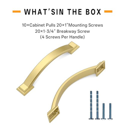 10 Pack 3.75 Inch Cabinet Handles Gold Cabinet Pulls - color: Gold, size: 3.75 inch（96mm）, style: 10 Pack