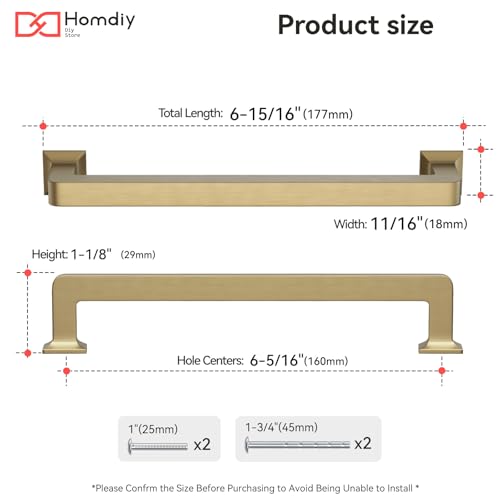 homdiy 20 Pack 6-1/4 Inch Champagne Bronze Cabinet Pulls Solid Zinc Alloy - color: Champagne Bronze, size: 6-1/4" Hole Center