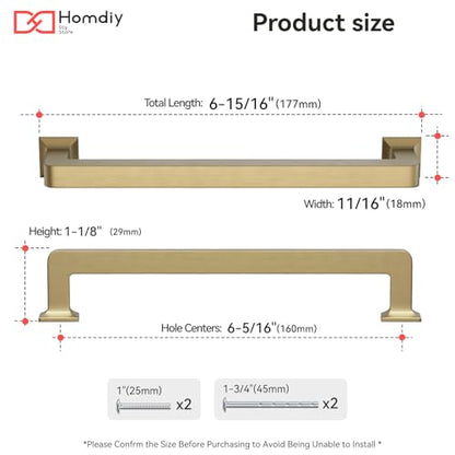 homdiy 20 Pack 6-1/4 Inch Champagne Bronze Cabinet Pulls Solid Zinc Alloy - color: Champagne Bronze, size: 6-1/4" Hole Center