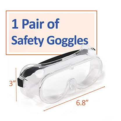 UNCO- Safety Goggles Over Glasses, Protective Goggles, Anti Fog, Work, Safety Glasses Over - color: Clear Adjustable, size: 1 Pack