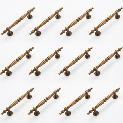 12 Pcs Antique Brass Cabinet Pulls Handles Drawer Handles Closet 110 mm Hole Center Vintage Cabinet Pulls for Hardware Hole Center Dresser Bathroom Kitchen