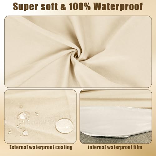 JQinHome Waterproof Dining Chair Seat Covers Set of 4 | Soft Removable Washable Chair Covers for Dining Room,Rear Gap Hook-and-Loop| Elastic Non-Slip, Full Rear Coverage | Beige - color: Beige, size: 4PC