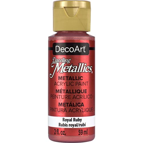 DecoArt Dazzling Metallics 2-Ounce Royal Ruby Acrylic Paint, Red - color: Royal Ruby, size: 2 Fl Oz (Pack of 1)