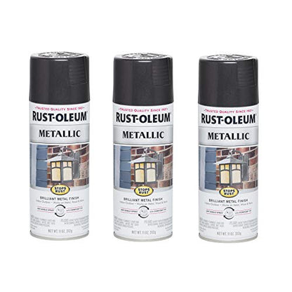 Rust-Oleum Stops Rust Metallic Spray Paint, Black Night - color: Black Night, size: 11 Ounce (Pack of 3)
