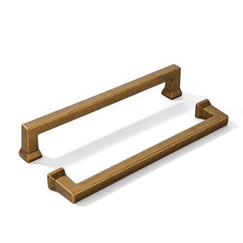 khtumeware 10 Pack 6inch(152mm) Hole Center Vintage Antique Brass Cabinet Pulls Heavy-Duty Solid Cabinet Hardware Pulls for Kitchens, bathrooms and Dresser Handle - color: Antique Brass, size: 6inch(152mm) hole center