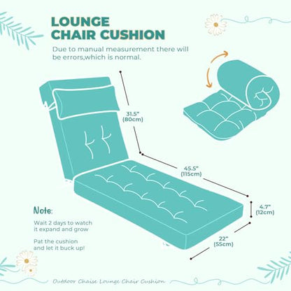 76 x 22 x 4.7 Waterproof Chaise Lounge Chair Cushion Outdoor Teal7# - color: Teal, size: 1 Pack