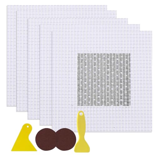 GORGECRAFT Aluminum Self-Adhesive Drywall Patches Repair Kit 5 Pack 2x2 Inch Dry Wall Hole Repair Patch with Scraper and Sandpaper for Bathroom Nail Holes Outlets Ceiling Plaster Wall - size: 1.97 x 1.97 inch