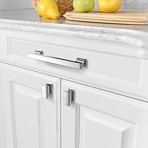 Asidrama 6 Pack 5 inch Polished Chrome Kitchen Cabinet Handles - color: Polished Chrome, size: 5" Hole Center, style: 6 Pack