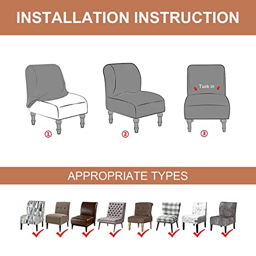 Eco-Ancheng Armless Chair Slipcover Removable Armless Accent Chairs Covers Washable Armless Slipper Chair Slipcover Printed Armless Chair Furniture Protector Covers for Living Dining Room Hotel - color: H170