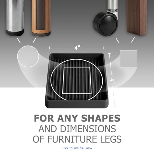 Non Slip Furniture Pads for Hardwood Floors -Yelanon 4Pcs 4” Coasters Cups - color: 4pcs4"square Black