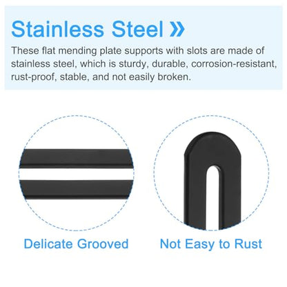 uxcell 8Pcs Adjustable Flat Mending Plate Support with Slot, 4.33 x 0.75 Inch Stainless Steel Slotted Straight Brace Brackets for Wooden Furniture, Black - size: 4.33 x 0.75 Inch
