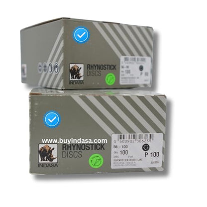 5 inch RhynoStick 8-Hole White Line Sticky Discs 100 Discs 100 Grit - style: 100 Grit