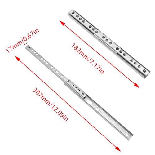 2Pcs 182mm/7.16" Silver Stainless Steel Drawer Slides (1 Pair) - size: 182mm/7.16"