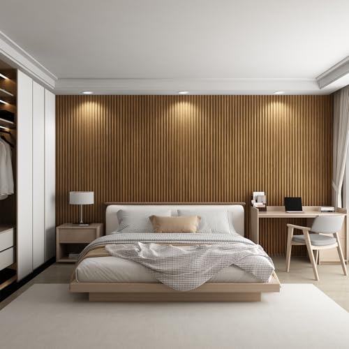 Slat Wall Panel 8-Pack, 118’’x6.1’’, Oak - size: 118’’x6.1’’-Oak