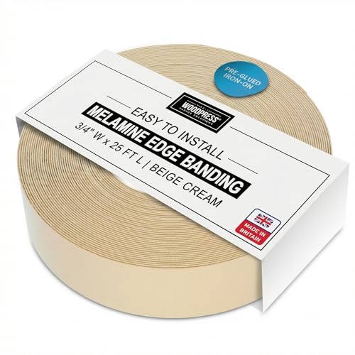 3/4" Beige Cream Pre-Glued Melamine Edge Banding, 25 ft - size: Width: 3/4"