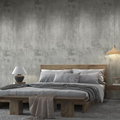 Light Grey Concrete Wallpaper Peel and Stick 3D Gray Faux Cement Textured Contact Paper Self-Adhesive Waterproof Vinyl Matte Modern Industrial Wall Paper for Bedroom Bathroom Kitchen 48"x118" - color: Light Gray, size: 48" x 118"