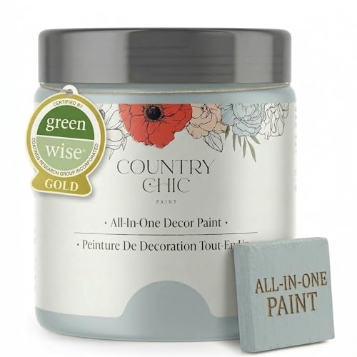 Country Chic All-in-One Chalk Paint for Furniture, Cabinets, Home Decor, Eco-Friendly, Matte Finish, Built-In Primer & Top Coat for Wood, Metal - Belle of the Ball (Light Blue) - Pint 16 oz (475 ml) - color: Belle of the Ball, size: 16 Ounce (Pack of 1)
