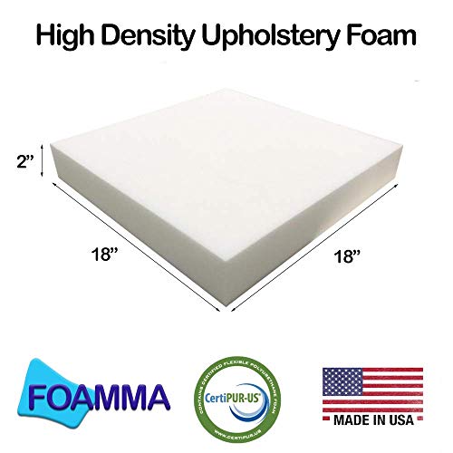 Foamma 4-Pack 2" x 18" x 18" High Density Upholstery Foam, Chair Cushion Square Foam for Dining Chairs, Wheelchair Seat Cushion Replacement - size: 4-Pack