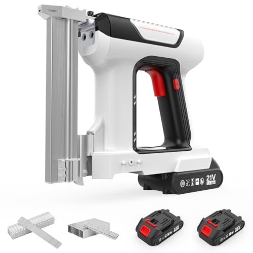 2 in 1 Cordless Brad Nailer with 2 Lithium Battery, Hand Electric Nail Gun, 21v Framing Nail Gun for Roofing, Craftsman, Wood, Drywall, Fence, Furniture