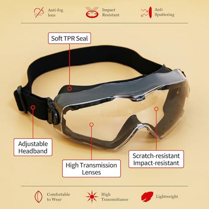 ANSI Z87.1 Safety Goggles, Anti-Fog Scratch-Resistant Eye Protection, Black - style: Goggles Black