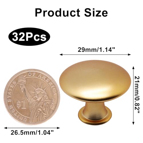 32 Pcs Champagne Cabinet Knobs, Round Dresser Knob Kitchen Drawer Knobs, Single Hole Cupboard Door Knob Dresser Drawer Pulls Handles (Champagne) - color: Champagne, size: 32 Pack