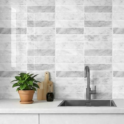 Backsplash Tile Peel and Stick, 11.42'' x 9'', Marble - color: Marble