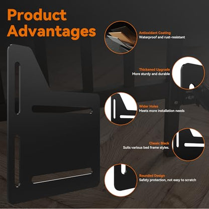 Headboard Adapter Bracket for Connecting and Adjusting Bed Frame Width | with 4 Widened Holes | Anti-Loosening Washers | for Bed Frame Renovation and DIY | Black, 4 Pieces - color: 4Pcs Bed Frame Brackets