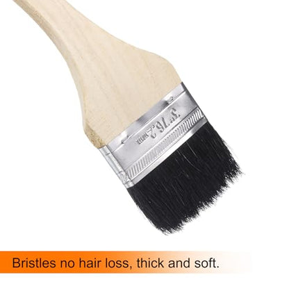 uxcell 3pcs Bent Radiator Paint Brush 3" Width Curved Wall Paint Soft Bristle Brushes with Long Wood Handle for Painting DIY Wall Treatment - size: 3"