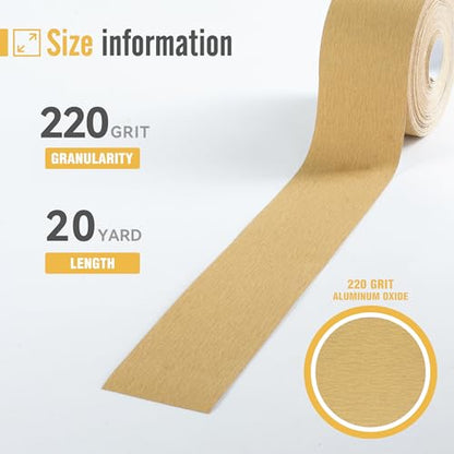 220 Grit Sandpaper Roll 20 Yard x 2-3/4” Wide PSA Longboard Sandpaper with Adhesive Backing Sand Paper for Woodworking,Automotive,Sanding Blocks - style: 220Grit