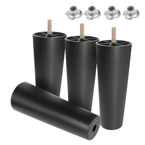4pcs Plastic Furniture Legs 7" with T-Nuts, M8-1.25 Thread Bolt - size: 7 Inch, M8-1.25 Metric Thread Bolts