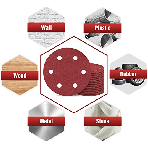 Awutzut 9 Inch 6 Hole Sanding Discs 80 Grit Hook and Loop for Drywall Sander 12PCS - style: 80 Grit