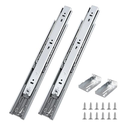 Probrico 1 Pair 20 Inch Rear/Side Mount Drawer Slides with Rear Mounting Brackets, Heavy Duty Ball Bearing Soft Close Drawer Glides, 3 Folds Full Extension Dresser Drawer Runners - size: 20 Inch