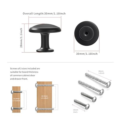 20 Pack Cabinet Knobs Matte Black Drawer Knob Kitchen Hardware - Single Hole Cabinet Knobs Kitchen Cabinet Pulls for Closet Wardrobe Dresser Cupboard - color: Black