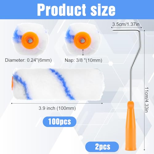100 Pcs 4" Microfiber Paint Roller Covers, Microfiber Paints Roller