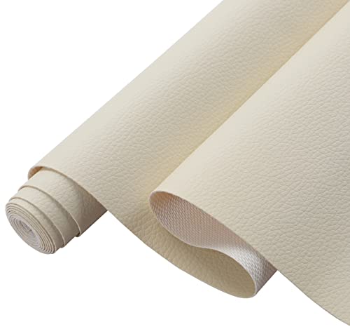 Picheng Lychee Faux Leather Fabric - 13.8" x 53" Soft Faux Leather Roll - color: Meter-white