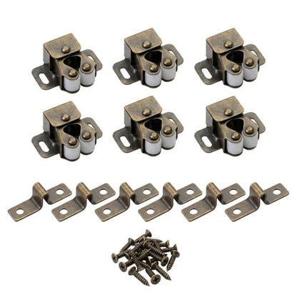 6 Pack Cabinet Latch, Cabinet Door Latch, Double Roller Catch for Cupboard Closet Door (Bronze) - color: Bronze