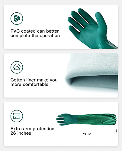 PACIFIC PPE 26 Inch PVC Chemical Resistant Gloves, Waterproof, Reusable, L - color: Green 26inch 1pair, size: Large (Pack of 1)