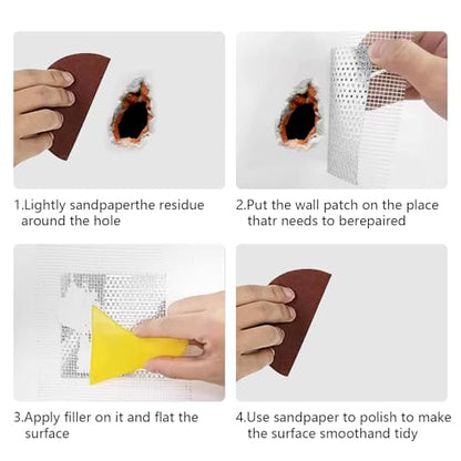 Drywall Repair Kit, 4Inch Drywall Patch Kit Self Adhesive Aluminum Plasterboard Wall Patches Quick Fix Plaster Wall with Scraper for Plaster Roof Drywall Crack Repair (9Pcs Kit)