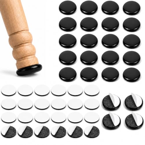 Chair Sliders for Carpet, 24 PCS, 1-1/4 Inch, Black, Self-Adhesive - color: Black-24 Pcs