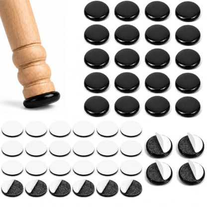 Chair Sliders for Carpet, 24 PCS, 1-1/4 Inch, Black, Self-Adhesive - color: Black-24 Pcs