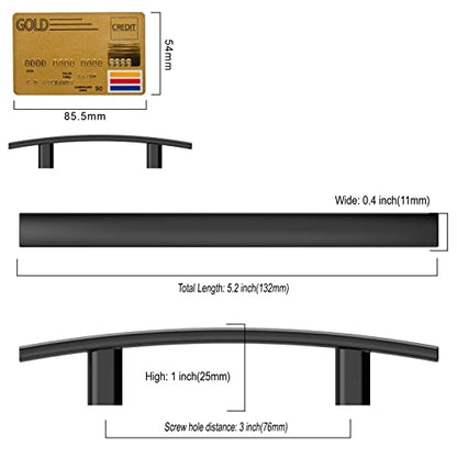 Amerdeco 10 Pack Matte Black 3 Inch(76mm) Hole Centers Kitchen Cabinet Pulls Hardware Kitchen Handles for Cabinets Cupboard Handles Drawer Pulls ZH0003 - color: Matte Black, size: 3"/76MM Hole Center