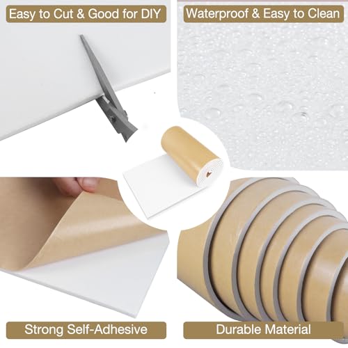 LSGCQ Sponge Neoprene Foam Padding Self Adhesive Foam Sheets, White - color: White, size: 12" Wide x 1/2" Thick x 118" Long
