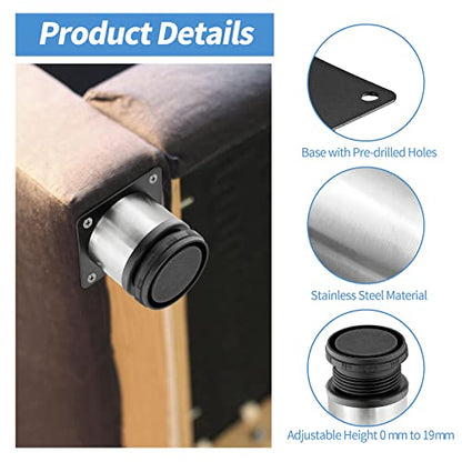 Stainless Steel Adjustable Furniture Legs 2 Inch - Silver - 4pcs - color: Silver, size: 2"