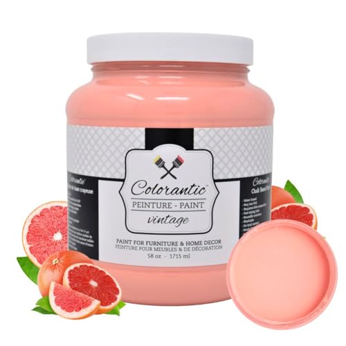 Colorantic | GRAPEFRUIT Chalk Paint for Furniture DIY - Multi-Surface All-in-One Craft Paint | PINK CORAL Home Decor Painting for Wood (58 oz) - color: Grapefruit, size: 58 Fl Oz (Pack of 1)